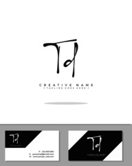 T D TD initial handwriting logo template vector.  signature logo concept