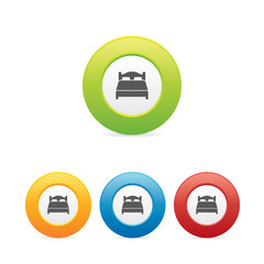 Colorful Bed Round Icons