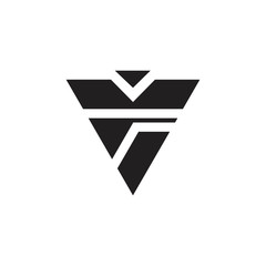letter v simple geometric futuristic logo vector