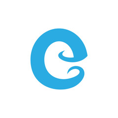 letter e simple geometric blue waves logo vector