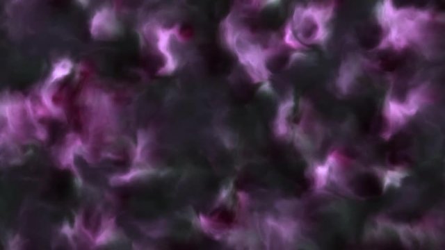 4k video of stormy soft and fluffy pink and violet clouds in a nebula in space, slowly moving, forming and dissolving, 4k, 3840p, 24fps