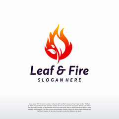 Nature Energy logo designs concept, Leaf with Fire flame Logo template vector