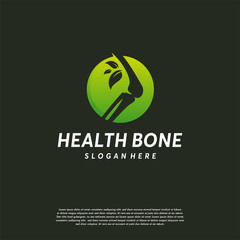 Bone Care logo, Health Bone logo template, Bone and Leaf logo symbol