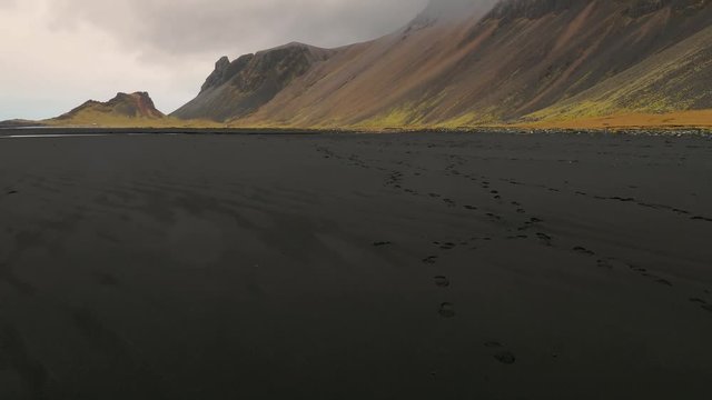 Vestrahorn Iceland landscape tilt reveal shot