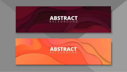 Set of abstract colorful banners with geometric pattern.