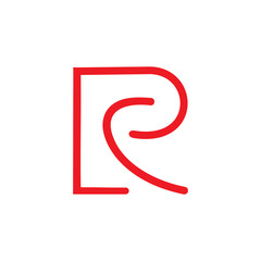letter r simple thin line art logo vector