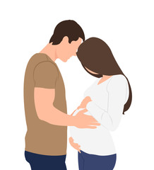Cartoon people character design pregnant wife and husband