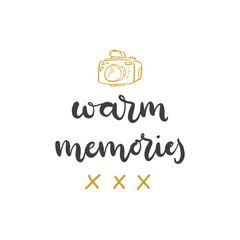 Lettering with phrase Warm memories. Vector illustration.