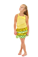 The little girl is full-length.