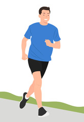 Fototapeta na wymiar Cartoon people character design young man jogging happily
