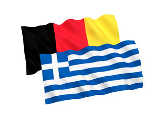 Flags of Belgium and Greece on a white background