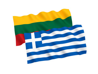 Flags of Greece and Lithuania on a white background