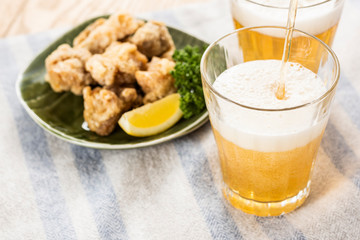 ノンアルコールビールと唐揚げ
