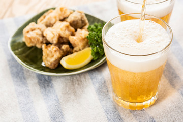 ノンアルコールビールと唐揚げ