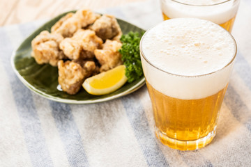 ノンアルコールビールと唐揚げ