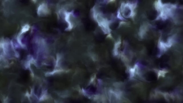 4k video of stormy soft and fluffy blue and purple clouds in a nebula in space, slowly moving, forming and dissolving, 4k, 3840p, 24fps