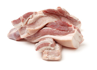 Pork belly on white background