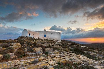Fototapeta na wymiar Monastery at Kastro village on Sikinos island in Greece. 