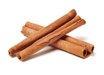 Cinnamon on white background 