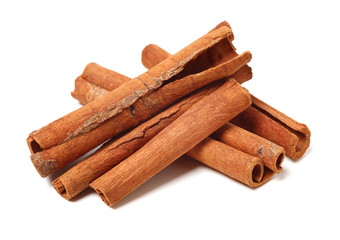 Cinnamon on white background 