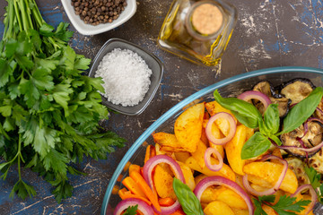 Freshly baked vegetables