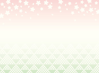 Sakura illustration and Japanese traditional  pattern vector background