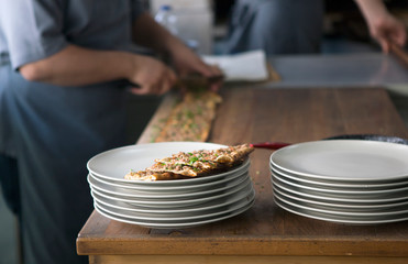 Turkish traditional  meat Pide presentations