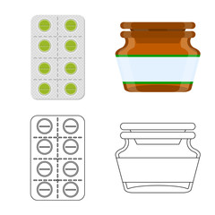 Vector illustration of retail and healthcare symbol. Collection of retail and wellness vector icon for stock.