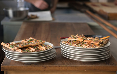 Turkish traditional  meat Pide presentations