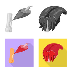 Isolated object of fiber and muscular logo. Set of fiber and body  vector icon for stock.