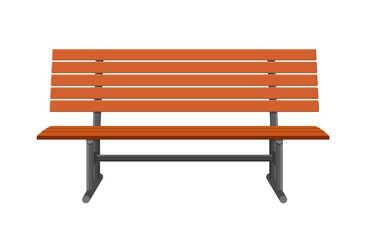 Wooden bench isolated on white background. City park bench. Vector illustration in flat style