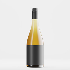 Glass alcohol bottle on white background. Mock up. 3d rendering