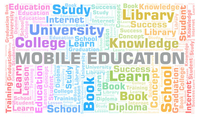 Fototapeta premium Mobile Education word cloud.