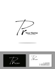 P R PR initial handwriting logo template vector.  signature logo concept