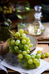 Autumn  still life with Grape on wooden background