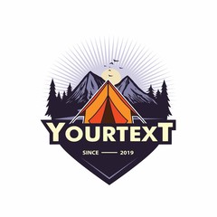 Logo for Mountain Adventure , Camping, Climbing Expedition. Vintage Vector Logo and Labels, Icon Template Design Illustration