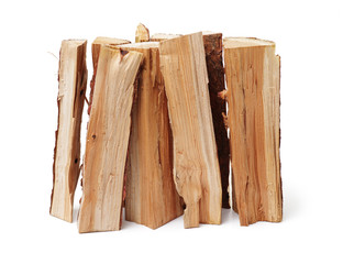 Pile of firewood isolated on a white background