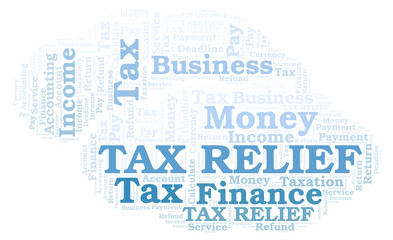 Tax Relief word cloud.