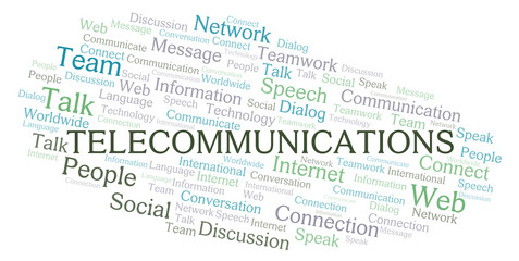 Telecommunications word cloud.