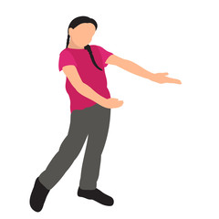 vector, on a white background, in a flat style, the child is dancing