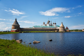 Fototapeta premium View of Solovetsky monastery in summer day. Russia