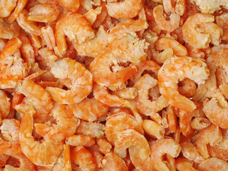 dried shrimp on white background 
