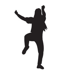 Fototapeta na wymiar white background black silhouette girl dancing