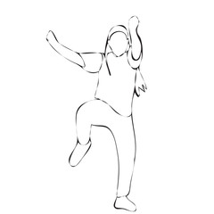 vector, on a white background, sketch, girl dancing