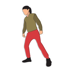 vector, on a white background, without a face, girl