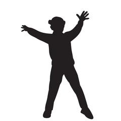 Fototapeta na wymiar vector on white background black silhouette man dancing
