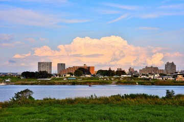 Fototapeta premium 相模川の寒川取水堰上流の景色