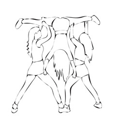 sketch, girls dance