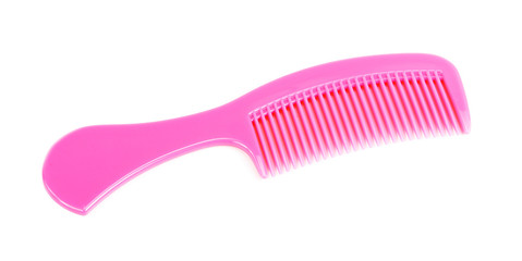 plastic hair comb on white background