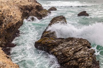 La Chocolatera, the most outstanding point in South America, where waves crash against rocks